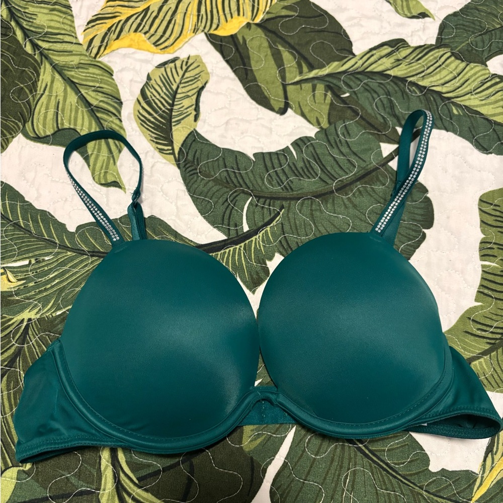 Forest Green Super Pushup Bra - PINK VS